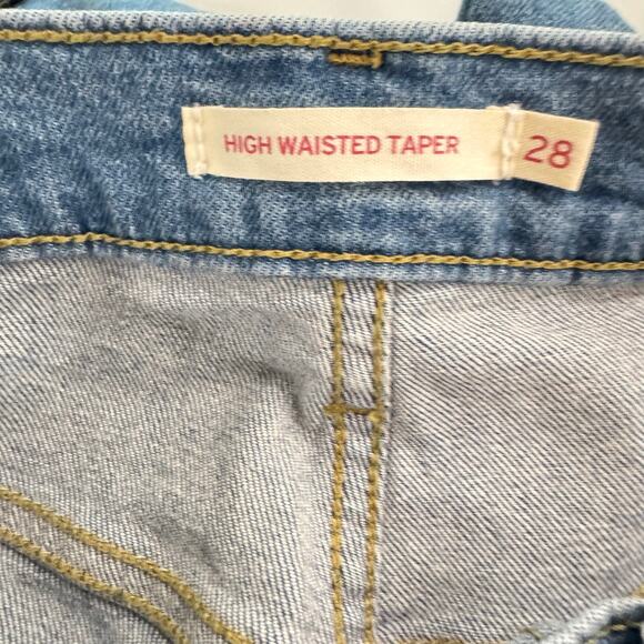 Levi's High Waisted Taper Jeans Vintage 70s Dark Wash Blue Cotton Womens Size 28 - Picture 9 of 10